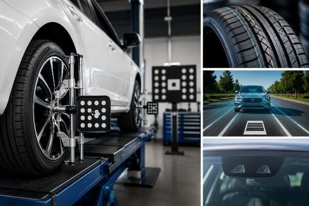 ADAS calibration and 4 wheel alignment after vehicle repairs.