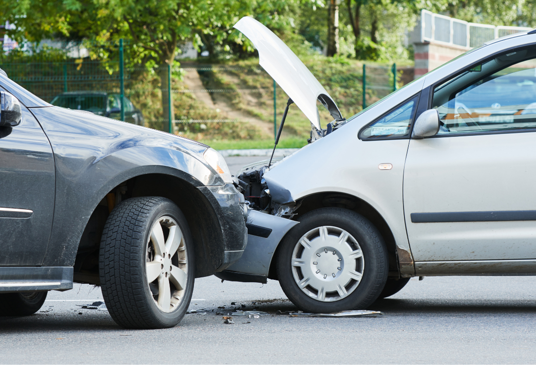 Two cars that have been involved in an collision accident. 